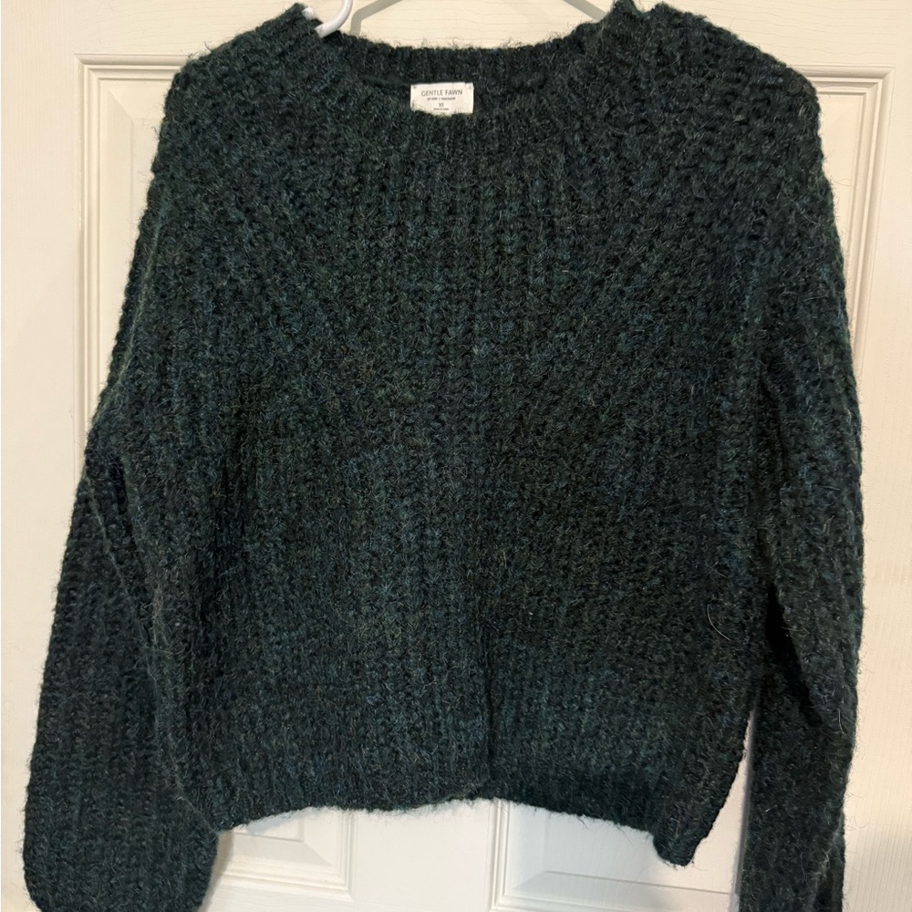 Chaps Green Crew Neck Sweater with Textured Knit